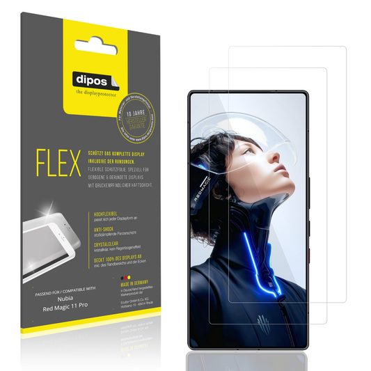 Klare Displayschutzfolie von dipos passend für nubiared magic 11 pro, 100% Displayabdeckung und blasenfreie Montage
