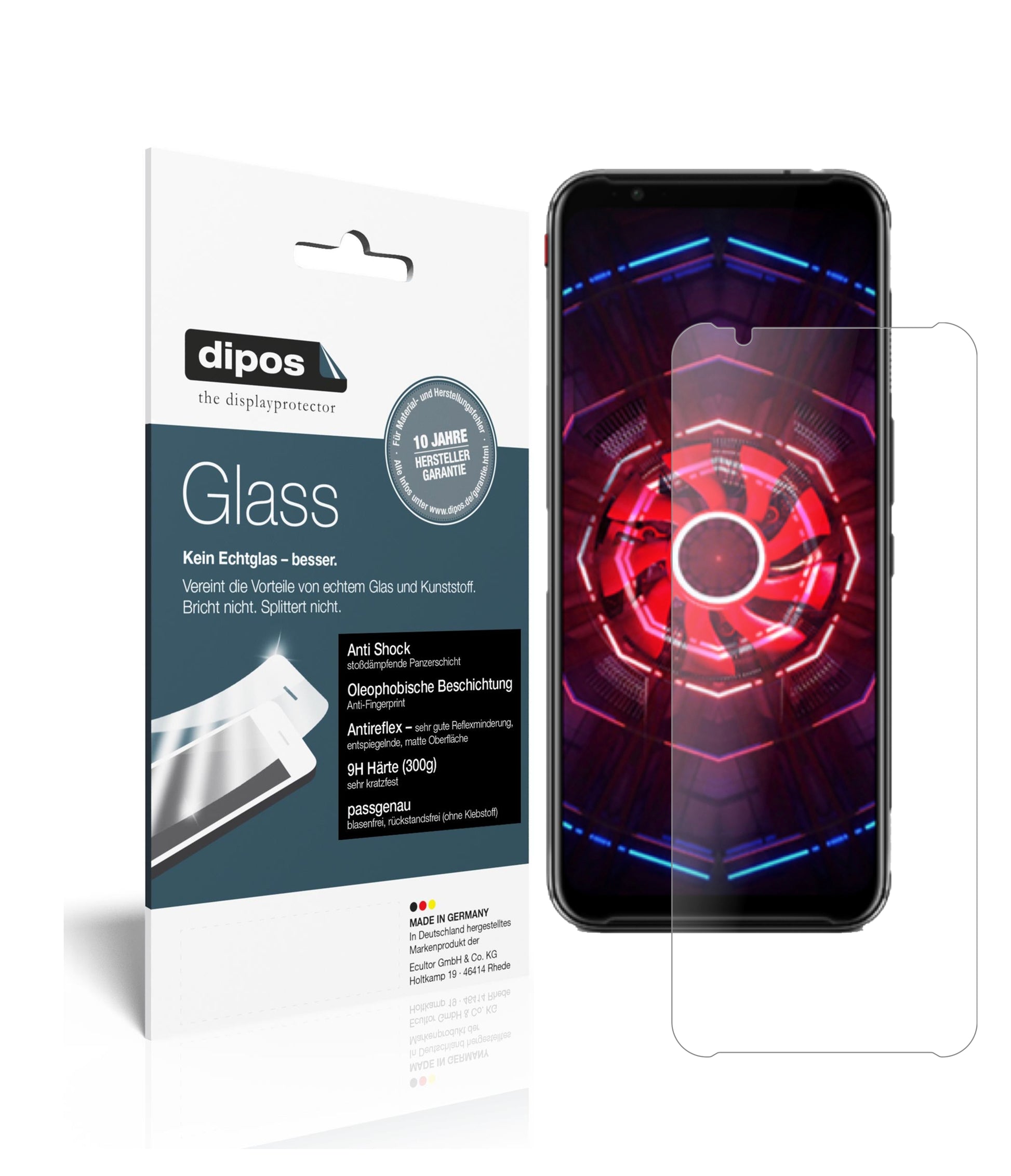 Matte Displayschutzfolie von dipos passend für ZTE nubia Red Magic 3S, 9H kratzfest und blasenfrei montiert
