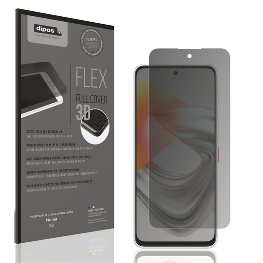 Blickschutzfolie von dipos passend für Nubia S2, 100% Displayabdeckung und blasenfreie Montage