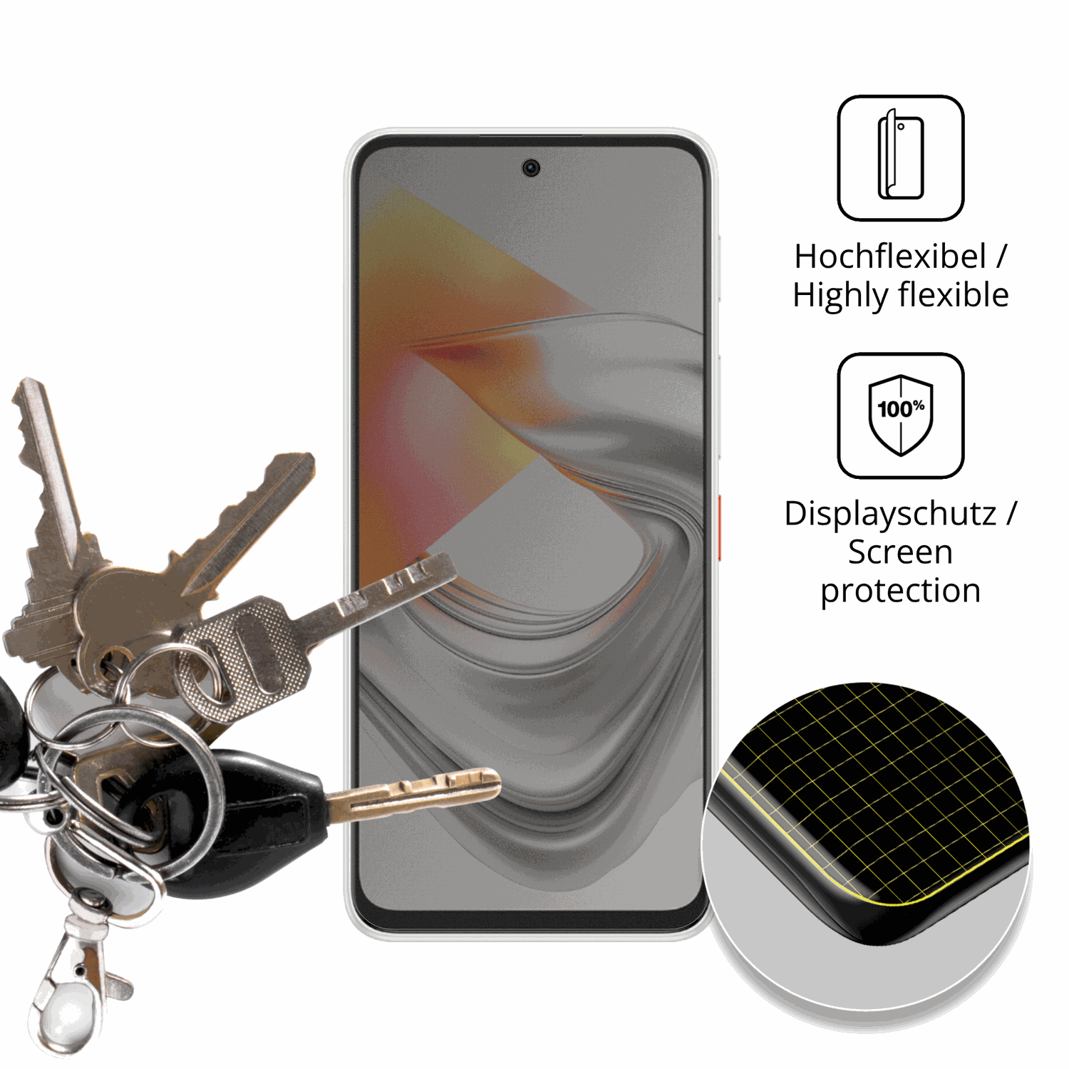 dipos Displayschutz für Nubia S2 Lite, mit Blickschutzfilter und perfekter Passform auch für die Rundungen