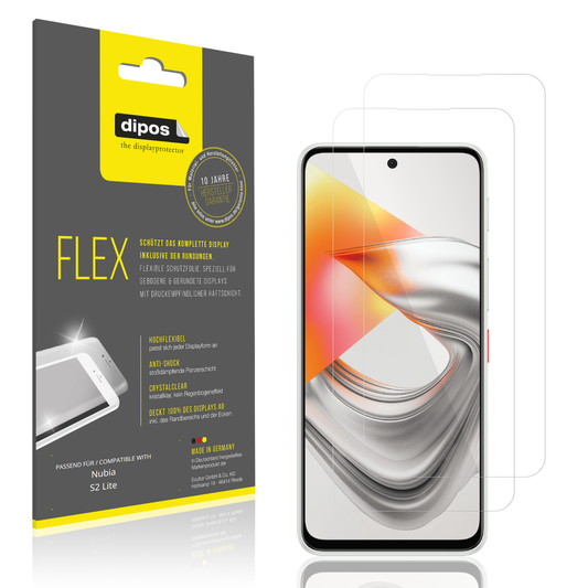 Klare Displayschutzfolie von dipos passend für Nubia S2 Lite, 100% Displayabdeckung und blasenfreie Montage