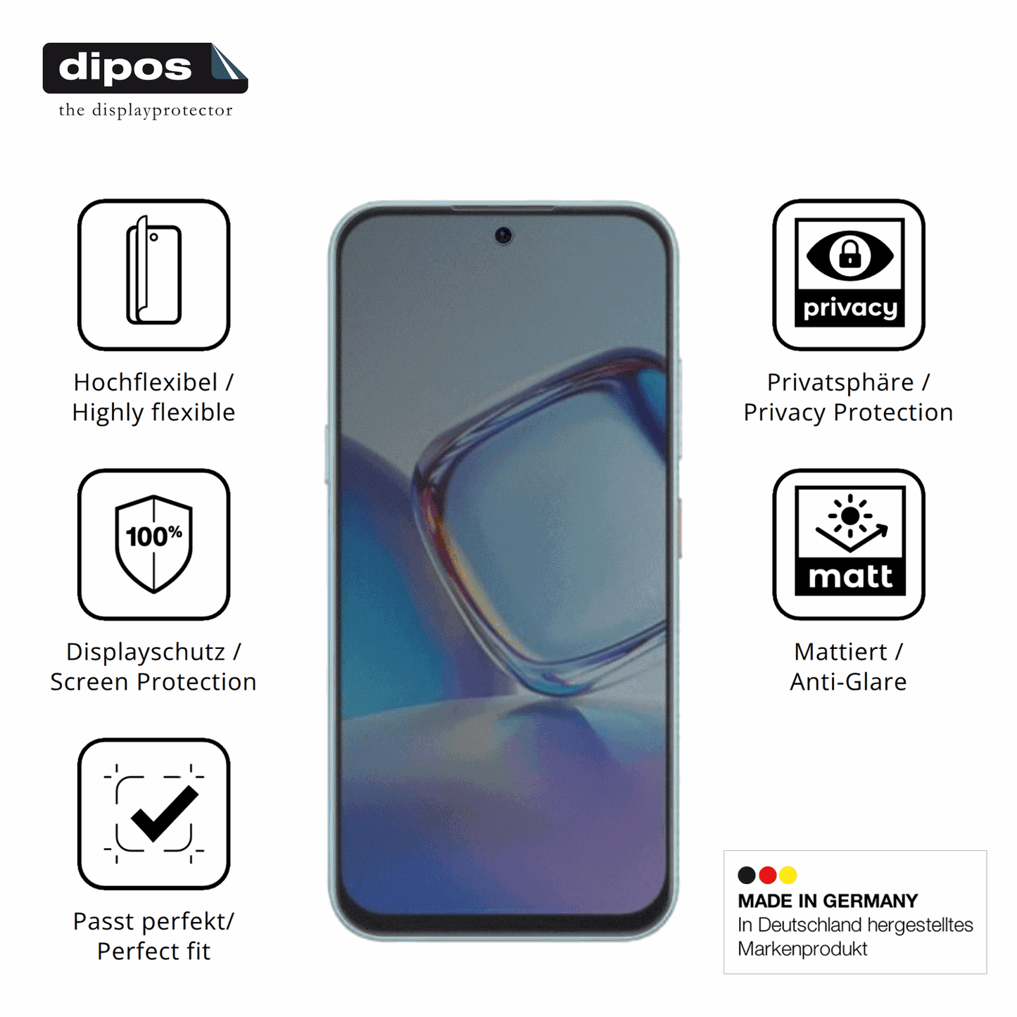 Flexible TPU-Folie passend zugeschnitten für nubiav80 design, mit Privatsphäre-Schutz durch Sichtschutz-Folie