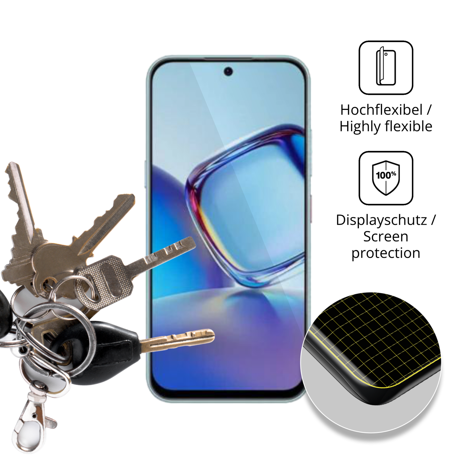 dipos Displayschutz für nubiav80 design, transparente Oberfläche, geringe Dicke und perfekte Passform