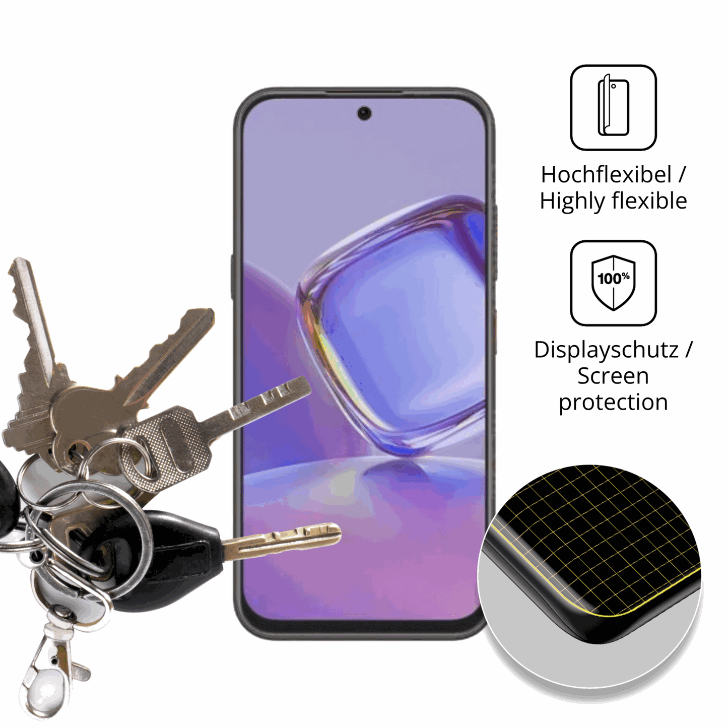 dipos Displayschutz für Nubia V80 Pro, transparente Oberfläche, perfekte Passform auch für die Rundungen