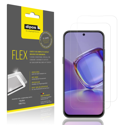 Klare Displayschutzfolie von dipos passend für Nubia V80 Pro, 100% Displayabdeckung und blasenfreie Montage