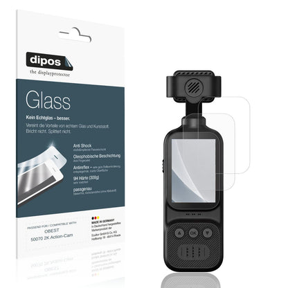 2x Screen Protector for OBEST 50070 2K Action-Cam matte Flexible Glass 9H dipos