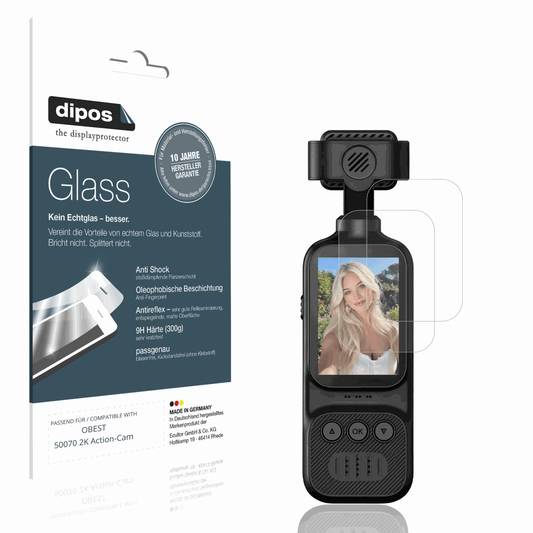 2x Screen Protector for OBEST 50070 2K Action-Cam matte Flexible Glass 9H dipos