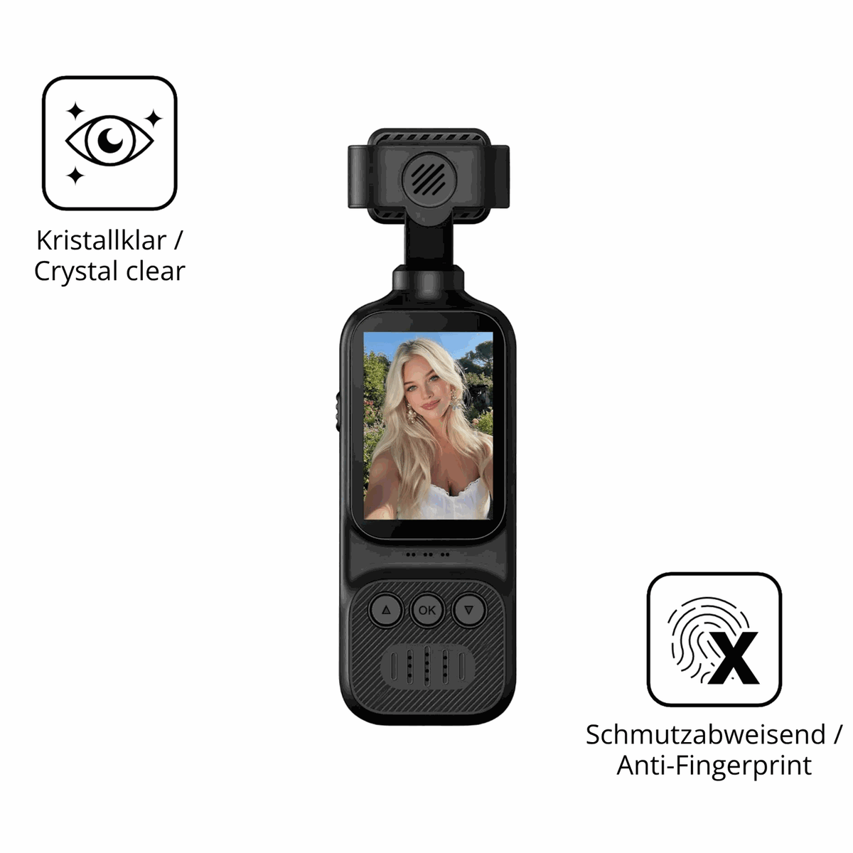 2x Screen Protector for OBEST 50070 2K Action-Cam Flexible Glass 9H dipos