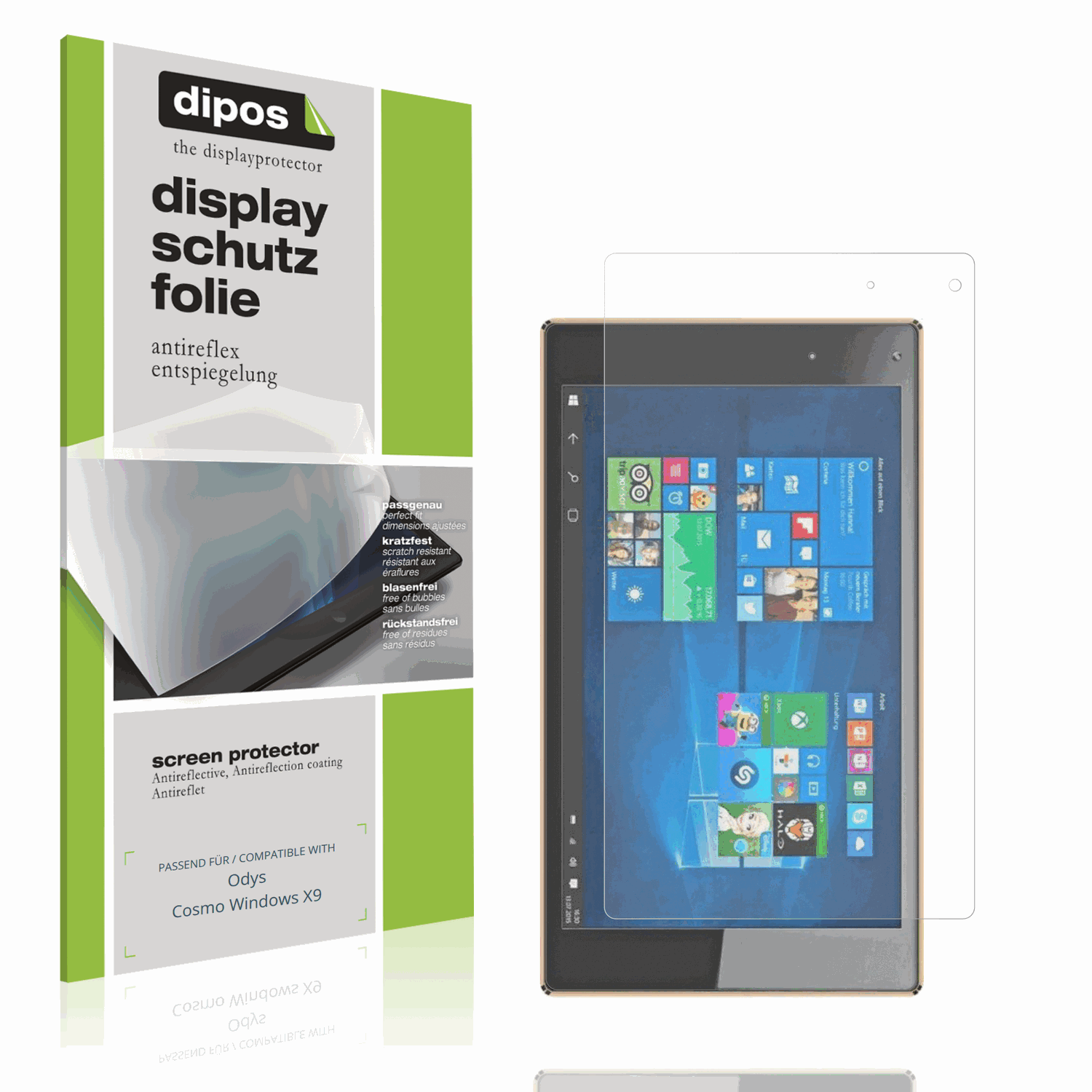 Matte Displayschutzfolie von dipos passend für Odys Cosmo Windows X9, präziser Zuschnitt und blasenfrei montiert