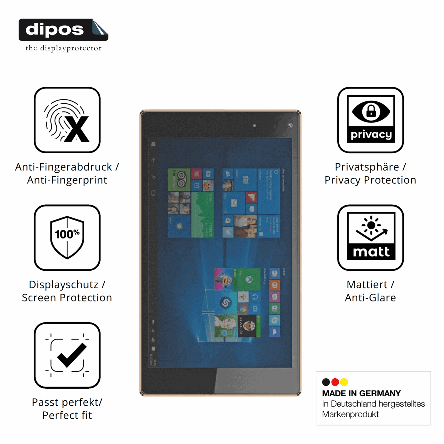 Privatsphäre-Schutz durch Sichtschutz-Folie passend zugeschnitten für Odys Cosmo Windows X9
