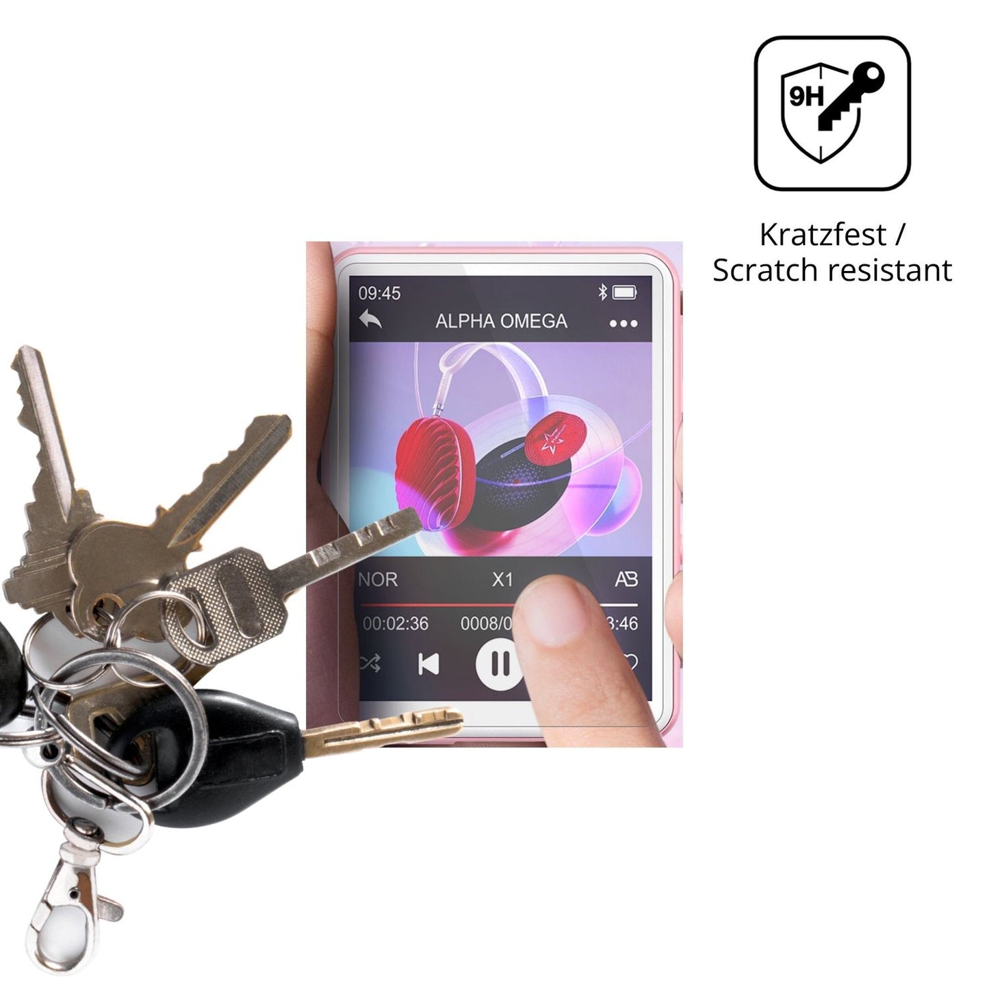 dipos Displayschutz für Oilsky M1 MP3-Player, transparente Oberfläche, perfekte Passform auch für die Rundungen