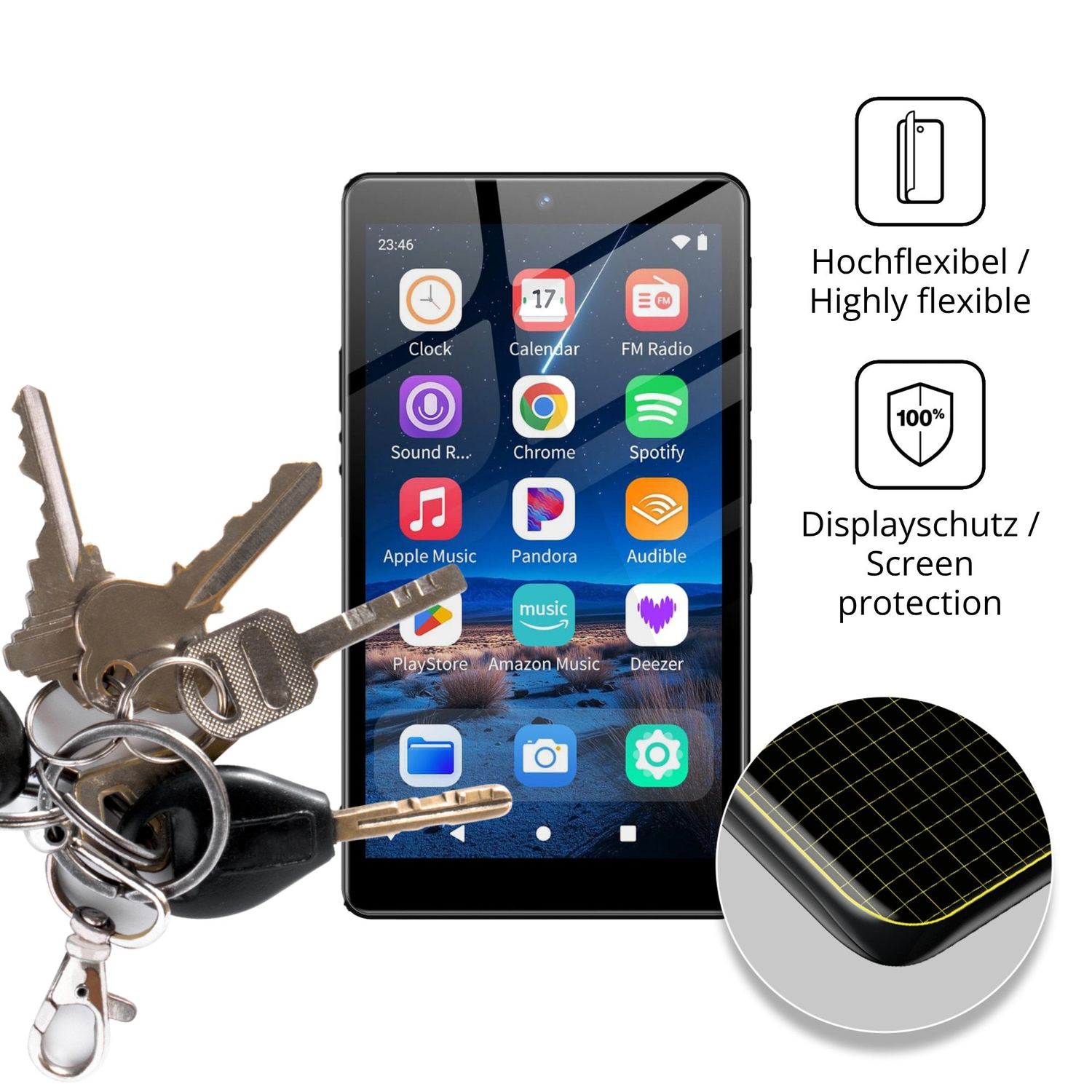 dipos Displayschutz für Oilsky M305 MP3-Player, transparente Oberfläche, geringe Dicke und perfekte Passform