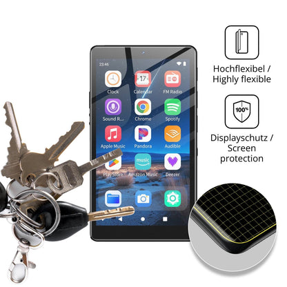 dipos Displayschutz für Oilsky M305 MP3-Player, transparente Oberfläche, perfekte Passform auch für die Rundungen