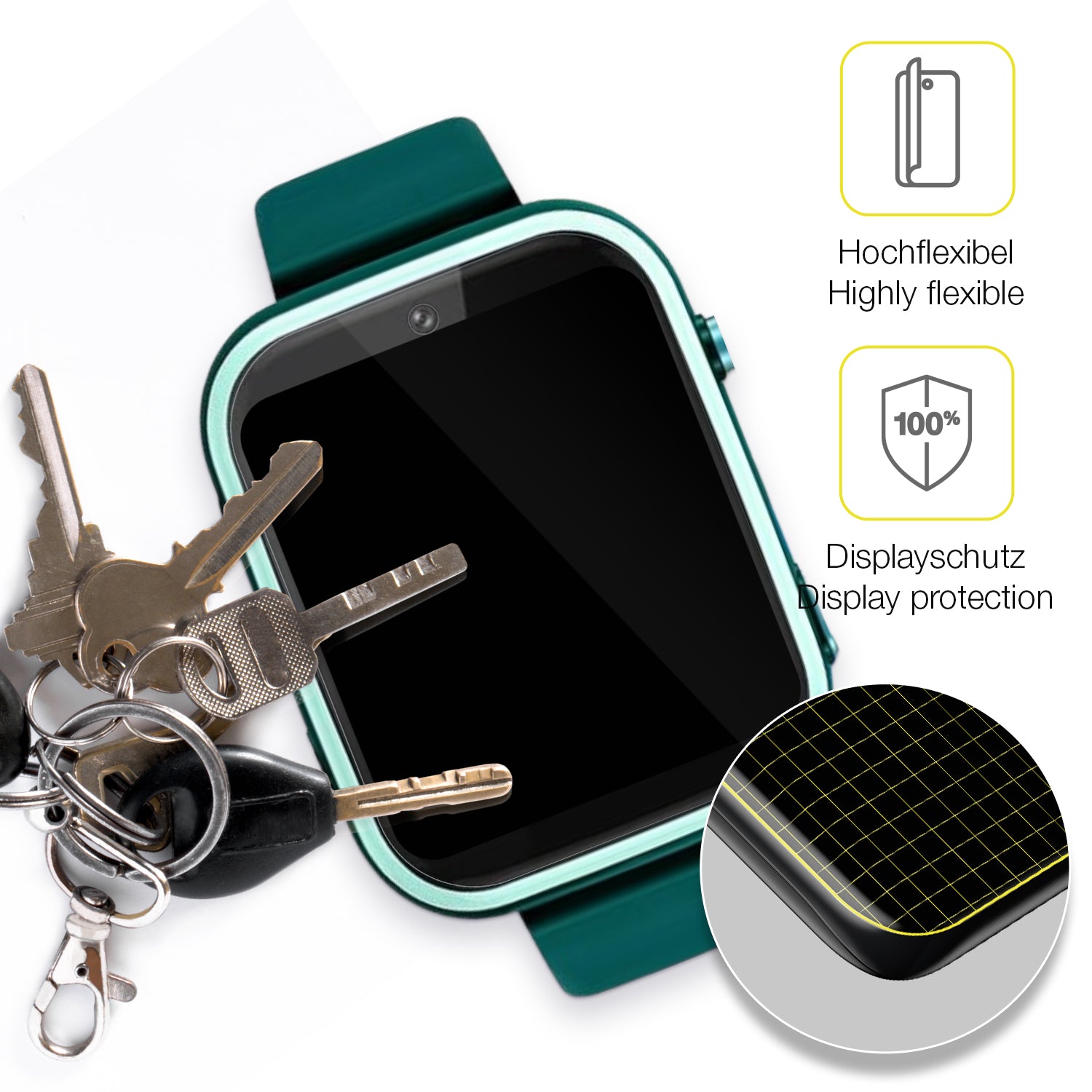 dipos Displayschutz für Okyuk T45 Smartwatch Kinder, transparente Oberfläche, geringe Dicke und perfekte Passform