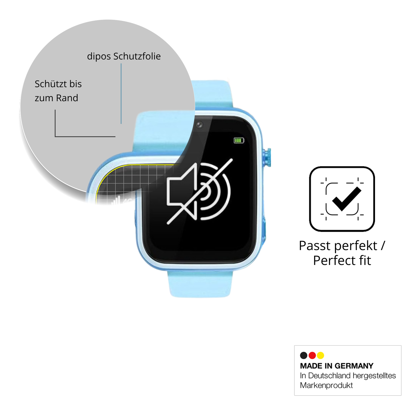Schutzfolie mit optimaler Passform, zur Verwendung mit Hüllen geeignet