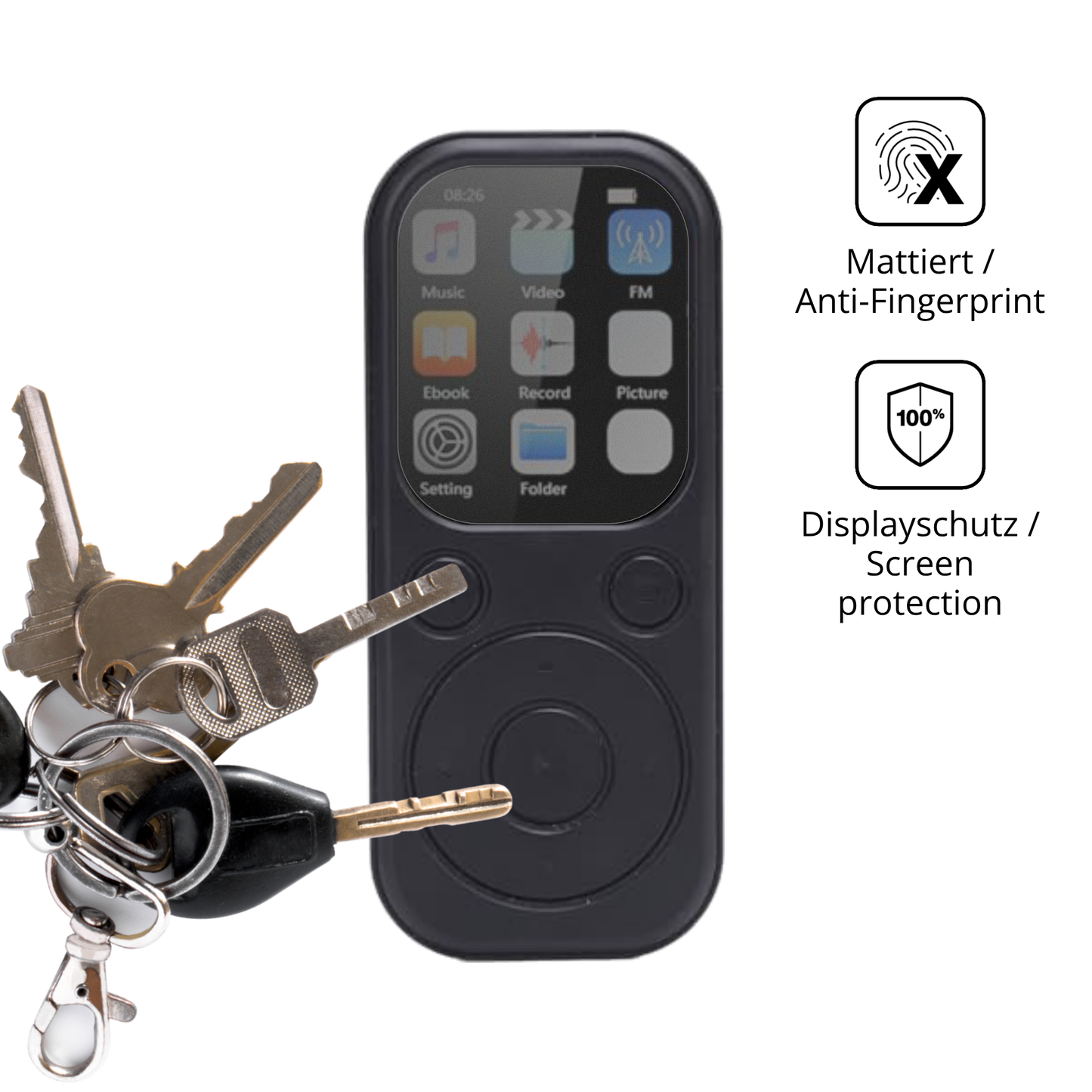 dipos Displayschutz für Olycism 64 GB MP3-Player, mattierte Oberfläche, Blickschutzfilter und perfekter Passform