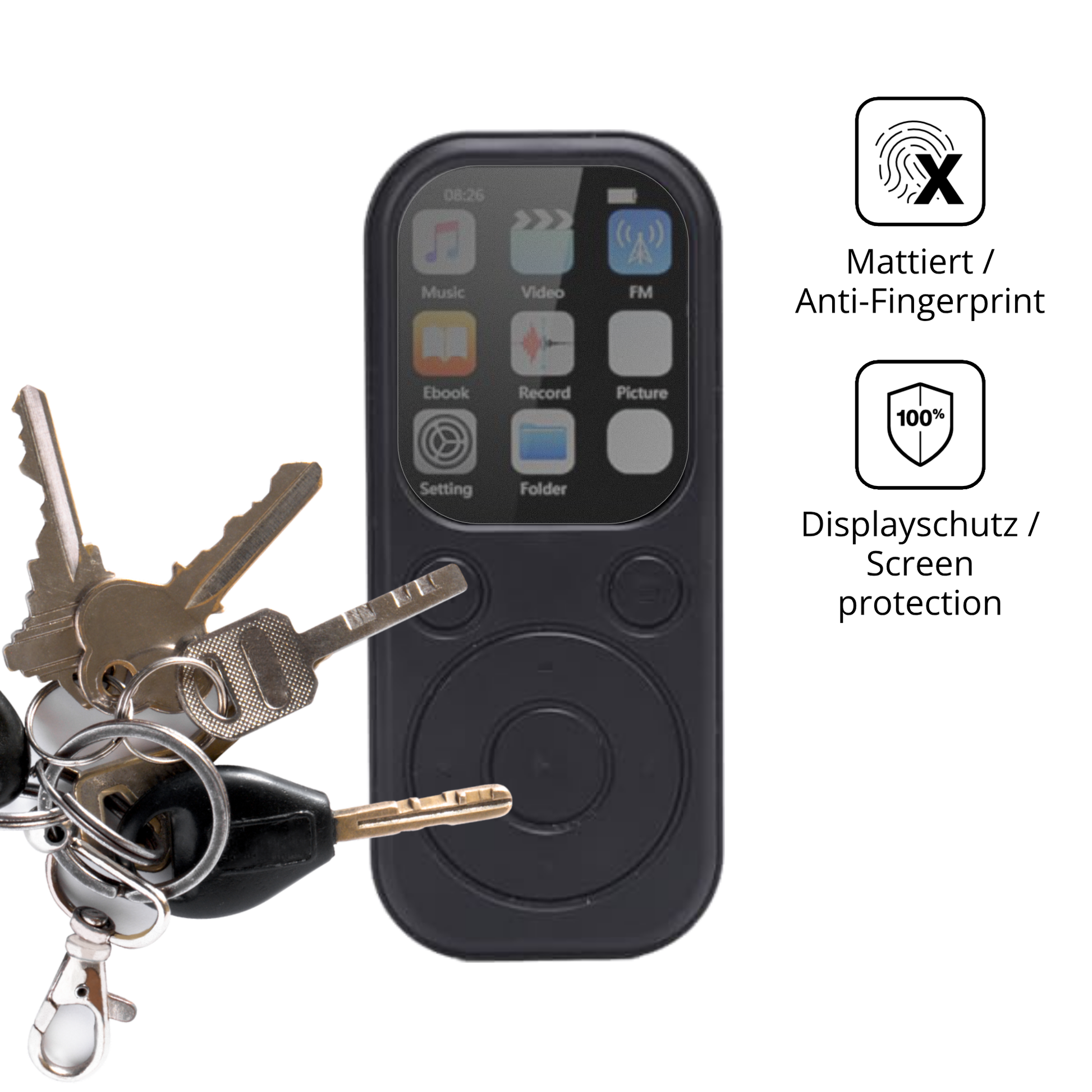 dipos Displayschutz für Olycism 64 GB MP3-Player, mattierte Oberfläche, Blickschutzfilter und perfekter Passform