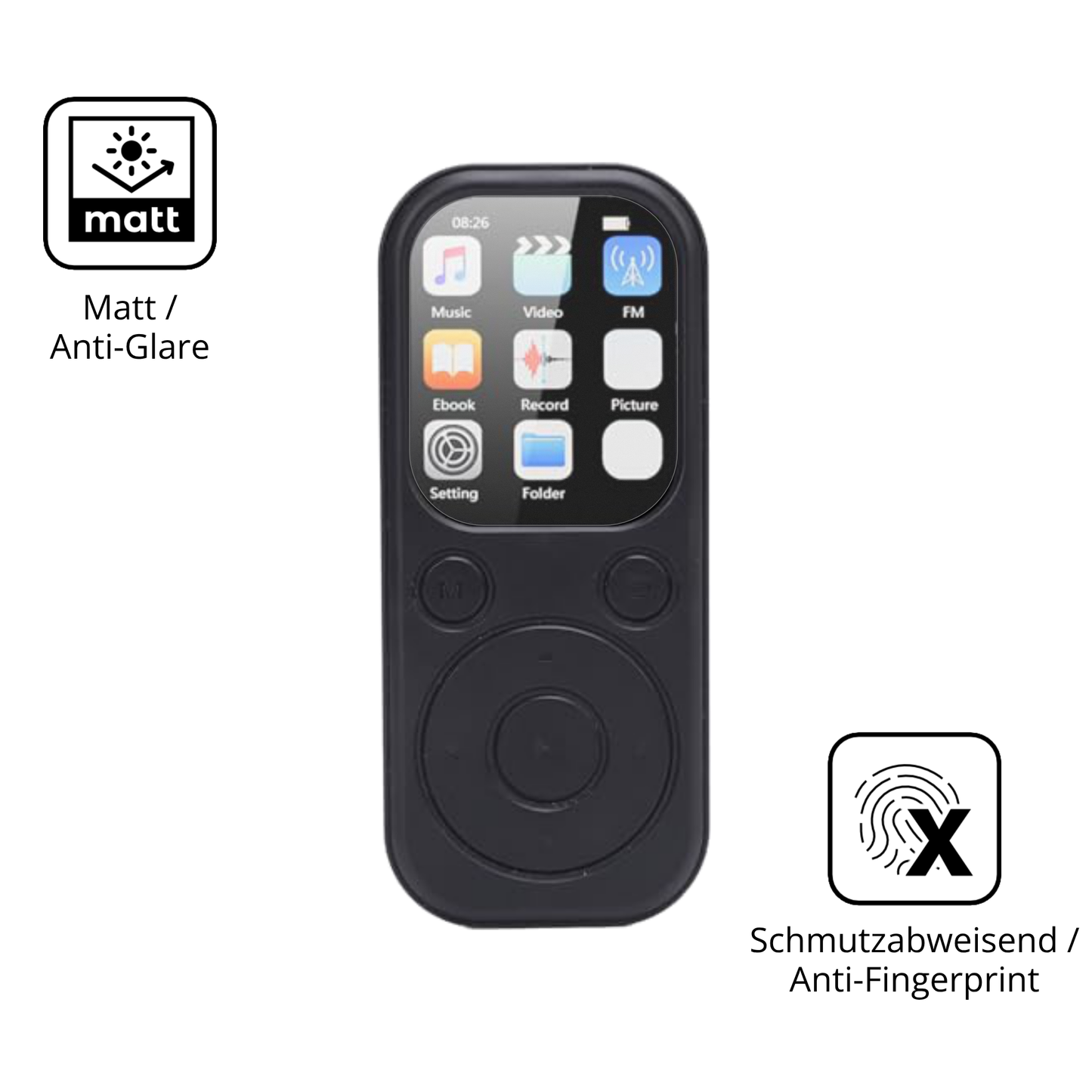 9H Hartbeschichtete, flexible Folie passend zugeschnitten für Olycism 64 GB MP3-Player