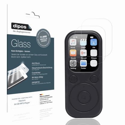Klare Displayschutzfolie von dipos passend für Olycism 64 GB MP3-Player, 9H kratzfest und blasenfrei montiert