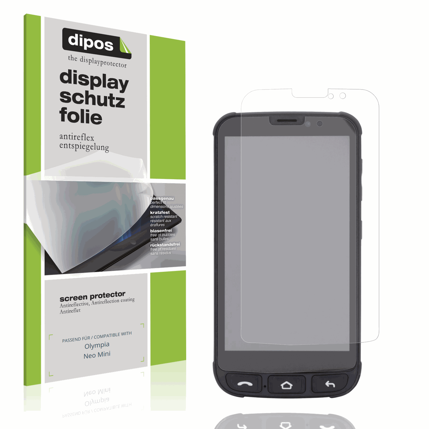 Matte Displayschutzfolie von dipos passend für Olympia Neo Mini, präziser Zuschnitt und blasenfrei montiert