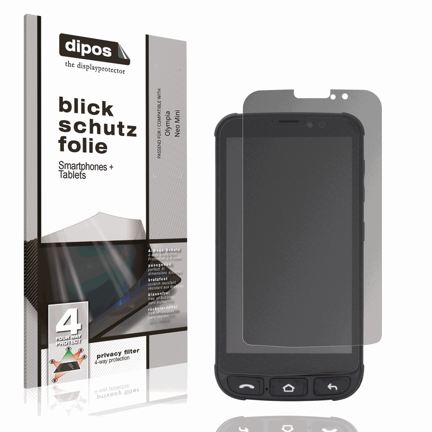 Blickschutzfolie von dipos passend für Olympia Neo Mini, präziser Zuschnitt und blasenfrei montiert