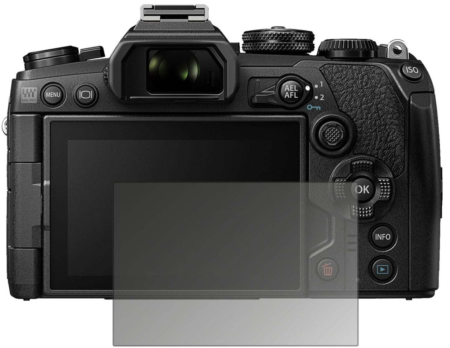 Blickschutzfolie von dipos passend für Olympus OM-D E-M1 Mark III, präziser Zuschnitt und blasenfrei montiert