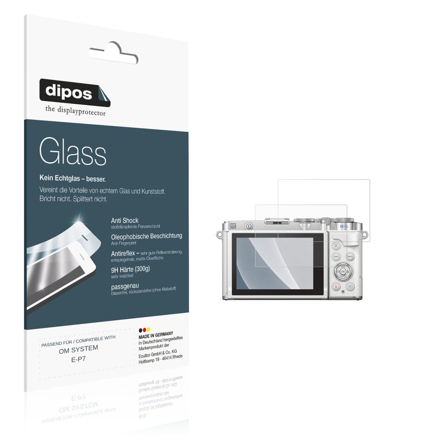 2x Screen Protector for OM SYSTEM E-P7 matte Flexible Glass 9H dipos