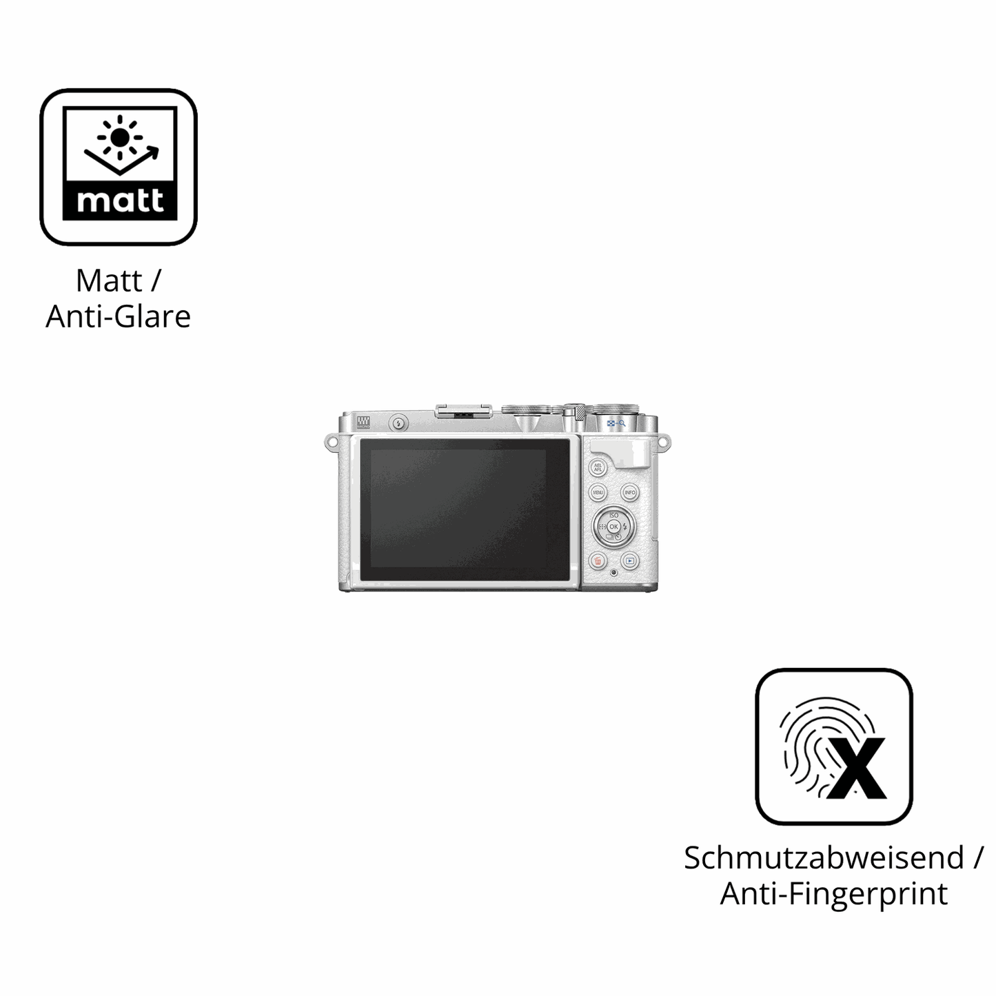 2x Screen Protector for OM SYSTEM E-P7 matte Flexible Glass 9H dipos