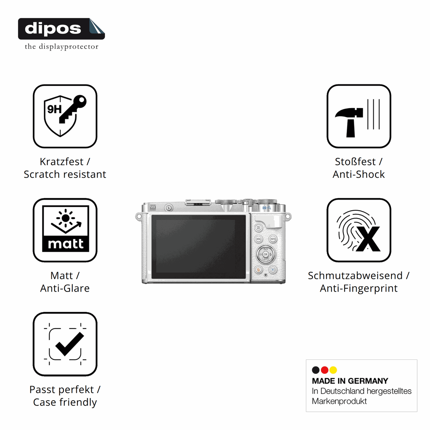 2x Screen Protector for OM SYSTEM E-P7 matte Flexible Glass 9H dipos