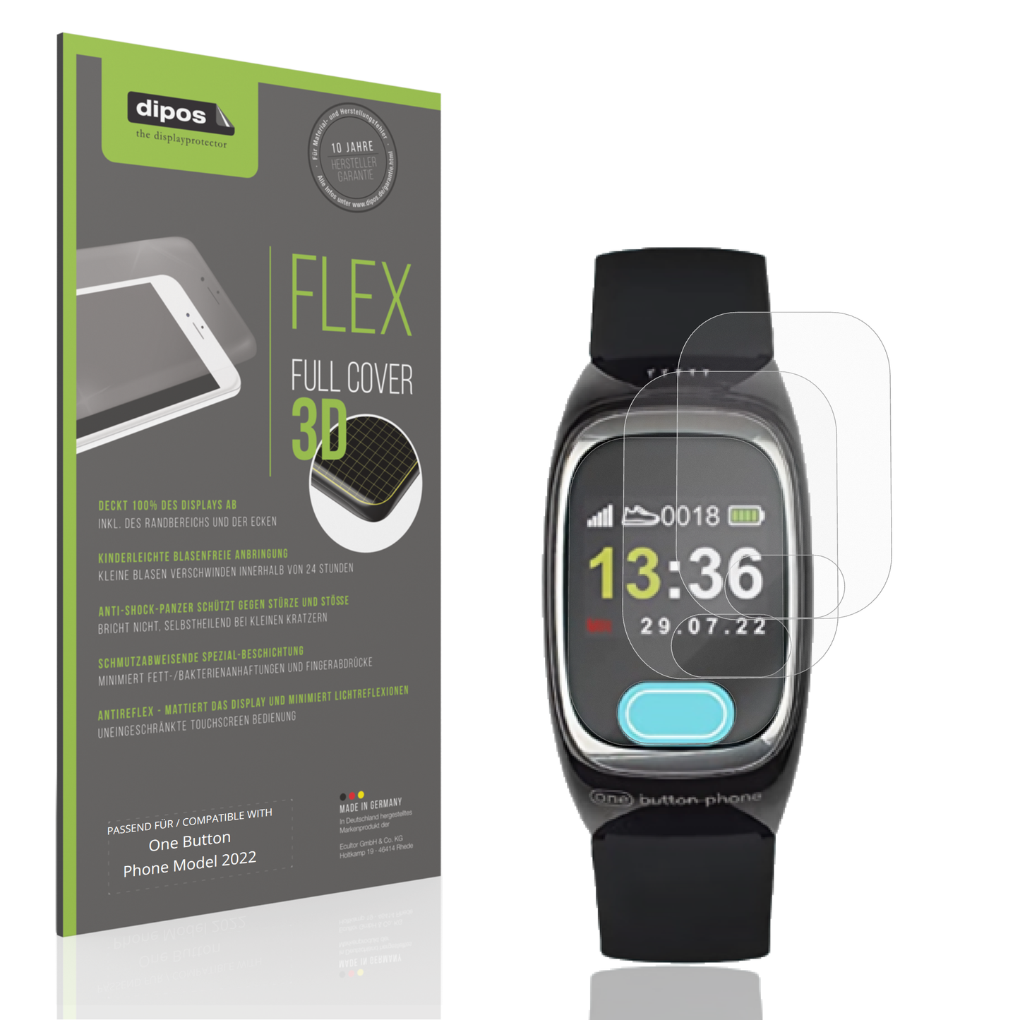 2x Full Cover Schutzfolie matt für One Button Phone Model 2022