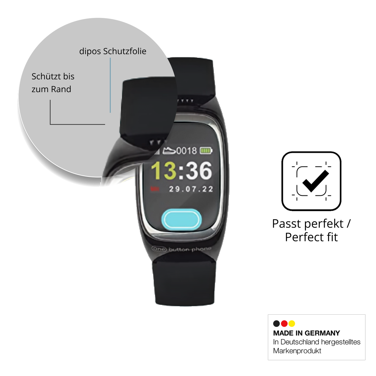 2x Full Cover Schutzfolie matt für One Button Phone Model 2022