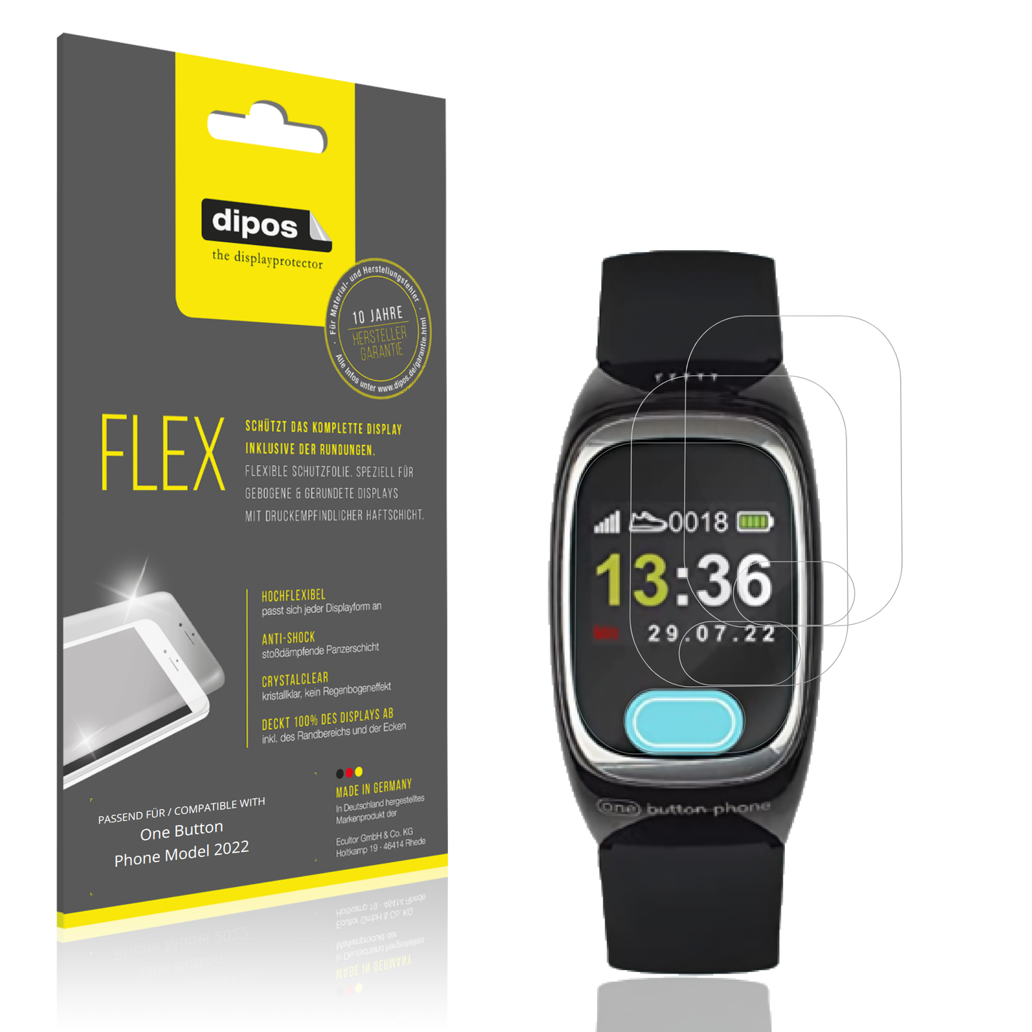 2x 3D Full Cover Schutzfolie für One Button Phone Model 2022