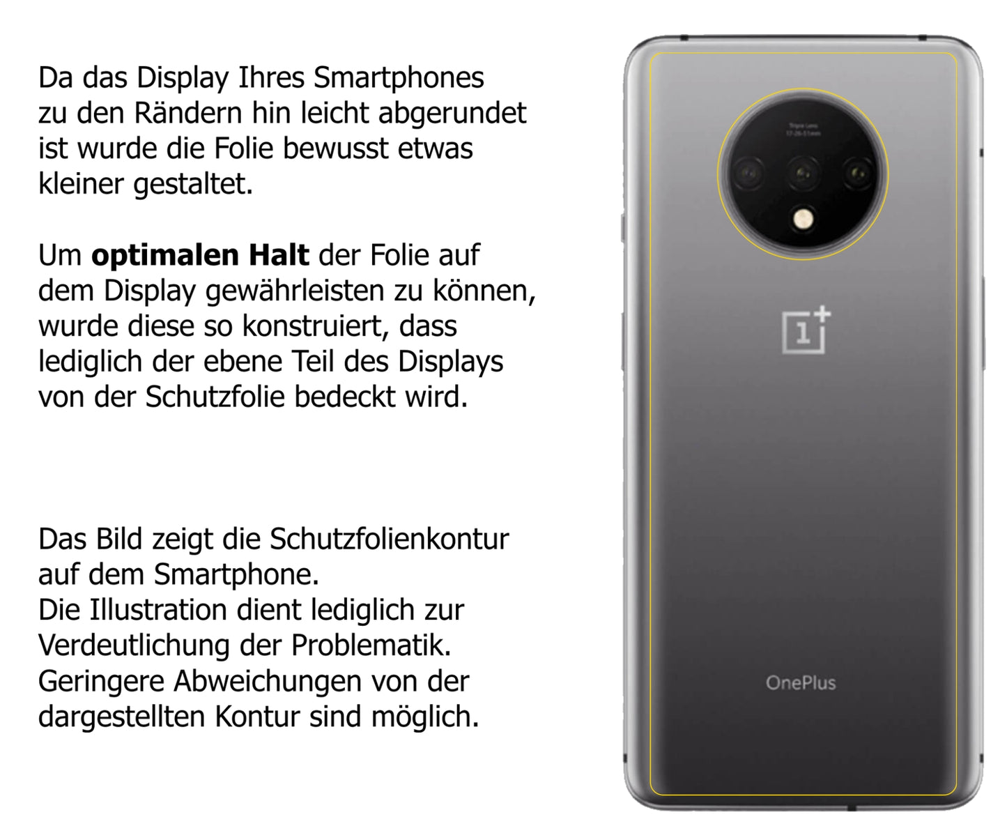 dipos Displayschutz für OnePlus 7T Rückseite, transparente Oberfläche, perfekte Passform auch für die Rundungen