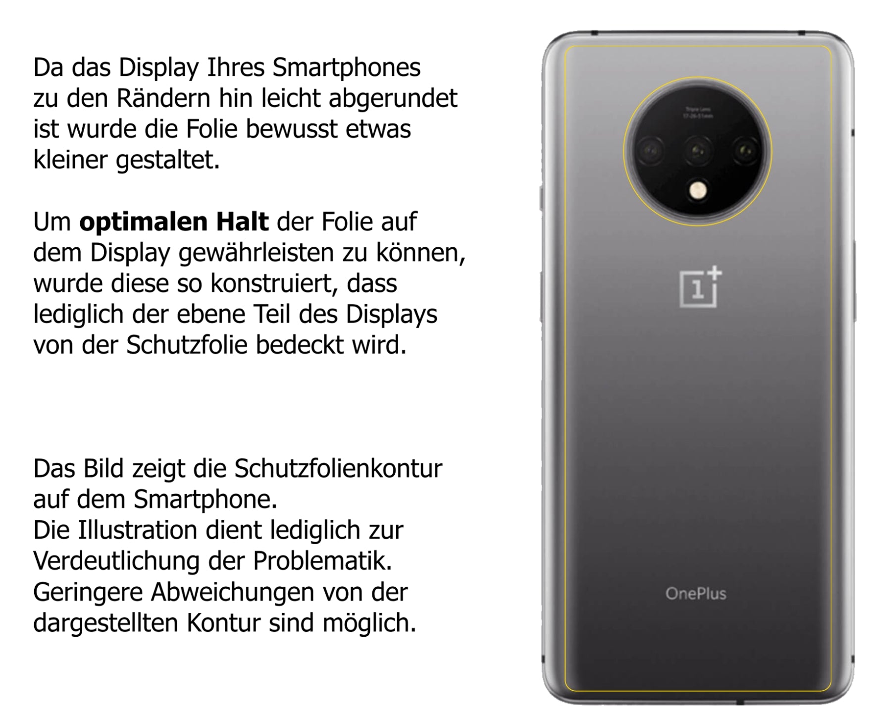 dipos Displayschutz für OnePlus 7T Rückseite, transparente Oberfläche, perfekte Passform auch für die Rundungen