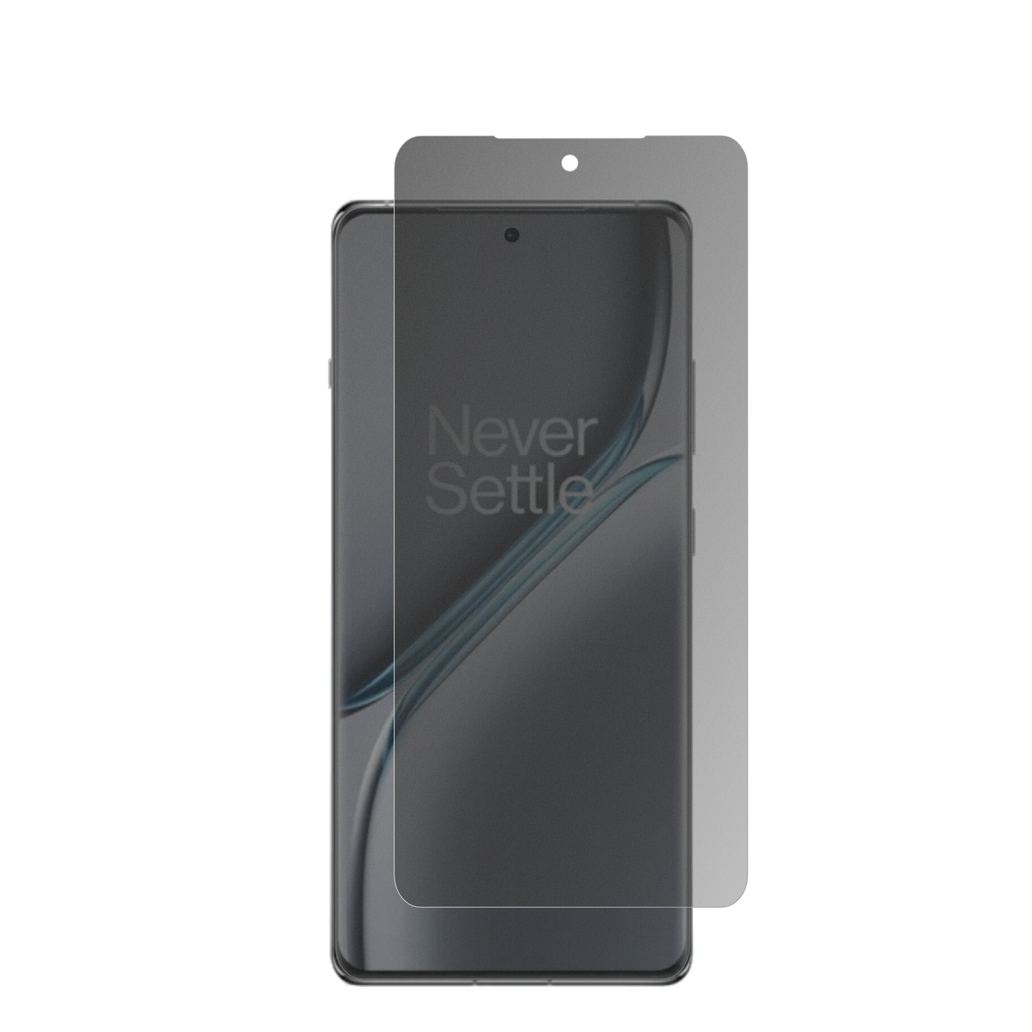 oneplus15r mit aufgebrachter dipos Flex Schutzfolie, die seitliche Einblicke blockiert