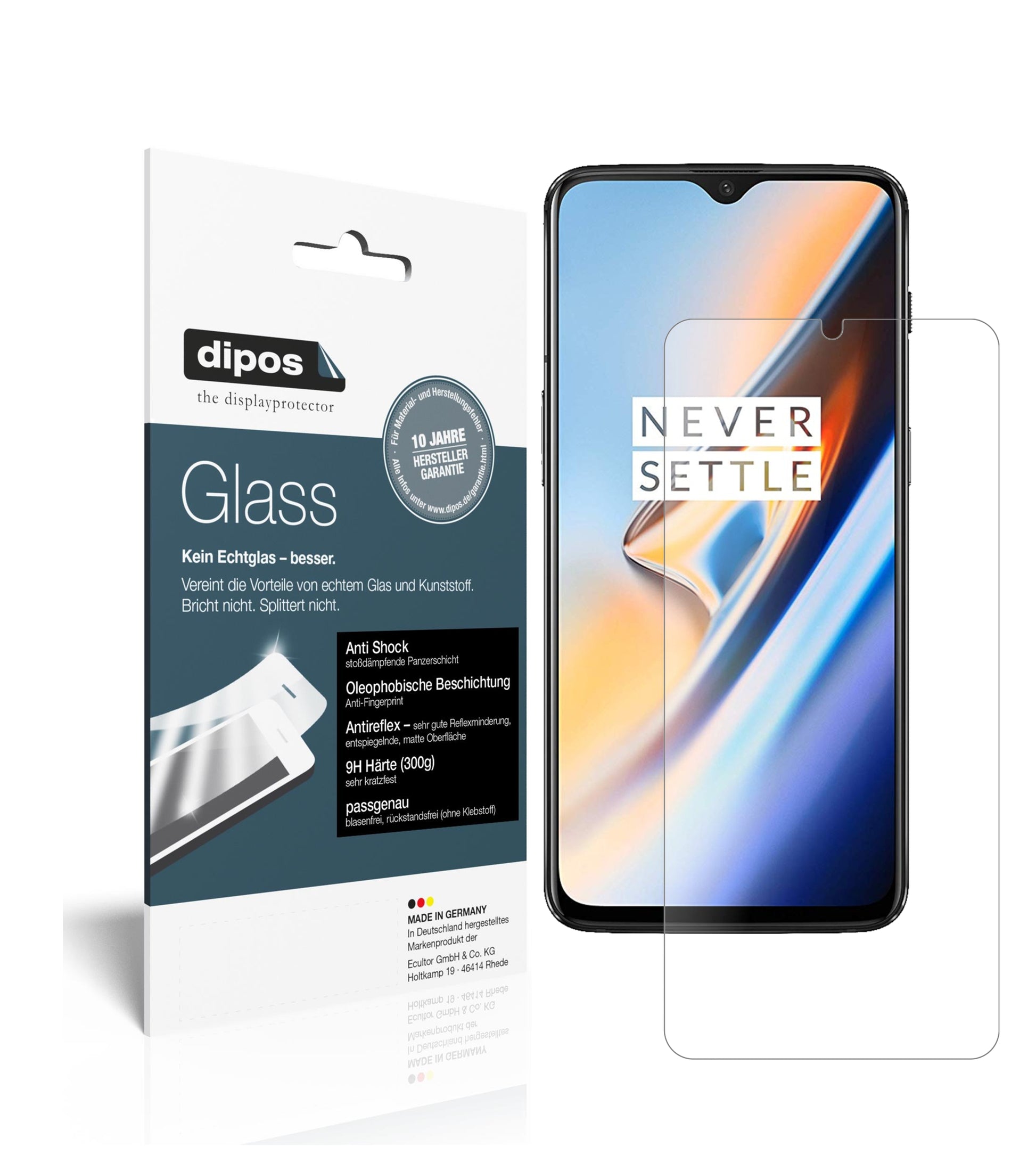Mattes Panzerglas: Schutz vor Brüchen, Fingerabdrücken und Bildschirmblendung für OnePlus-6T