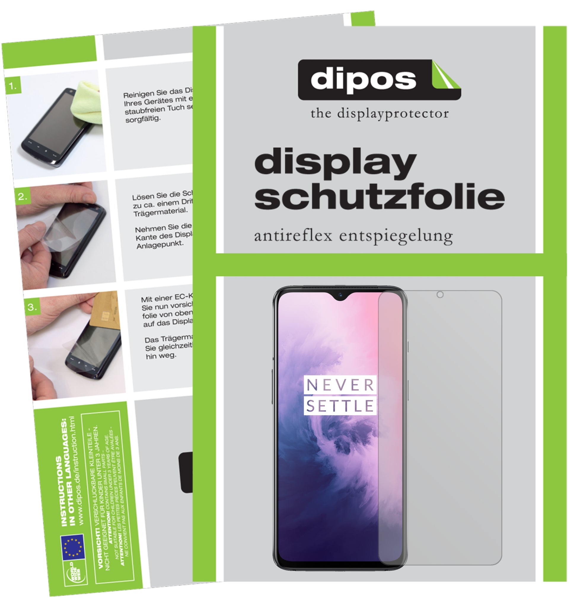 Mattes Panzerglas: Entspiegelte, dünne Folie, Fingerabdruckresistenz und Bildschirmschutz für OnePlus-7