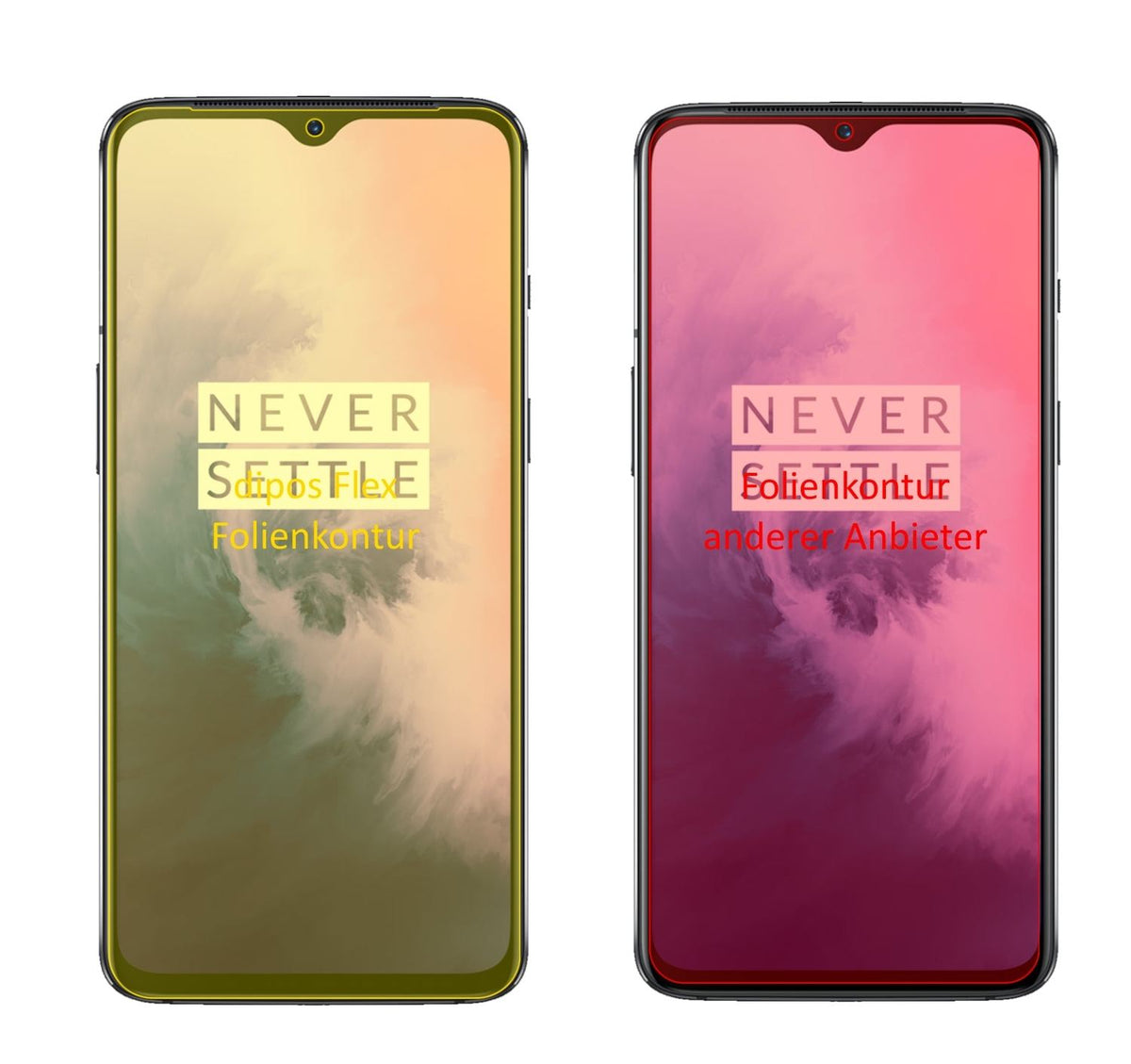 3x Full Cover Screen Protector for OnePlus 7 – Covers Curved Edges | dipos