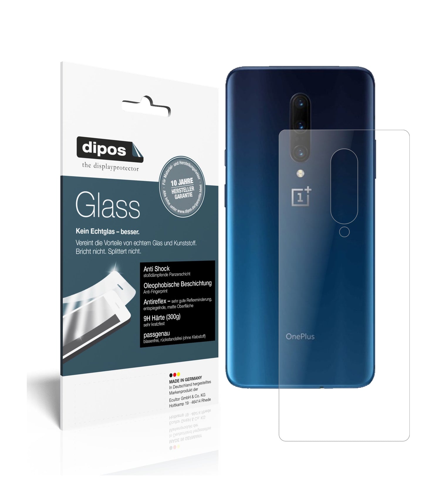 Mattes Panzerglas: Schutz vor Brüchen, Fingerabdrücken und Bildschirmblendung für OnePlus-7 Pro Rückseite
