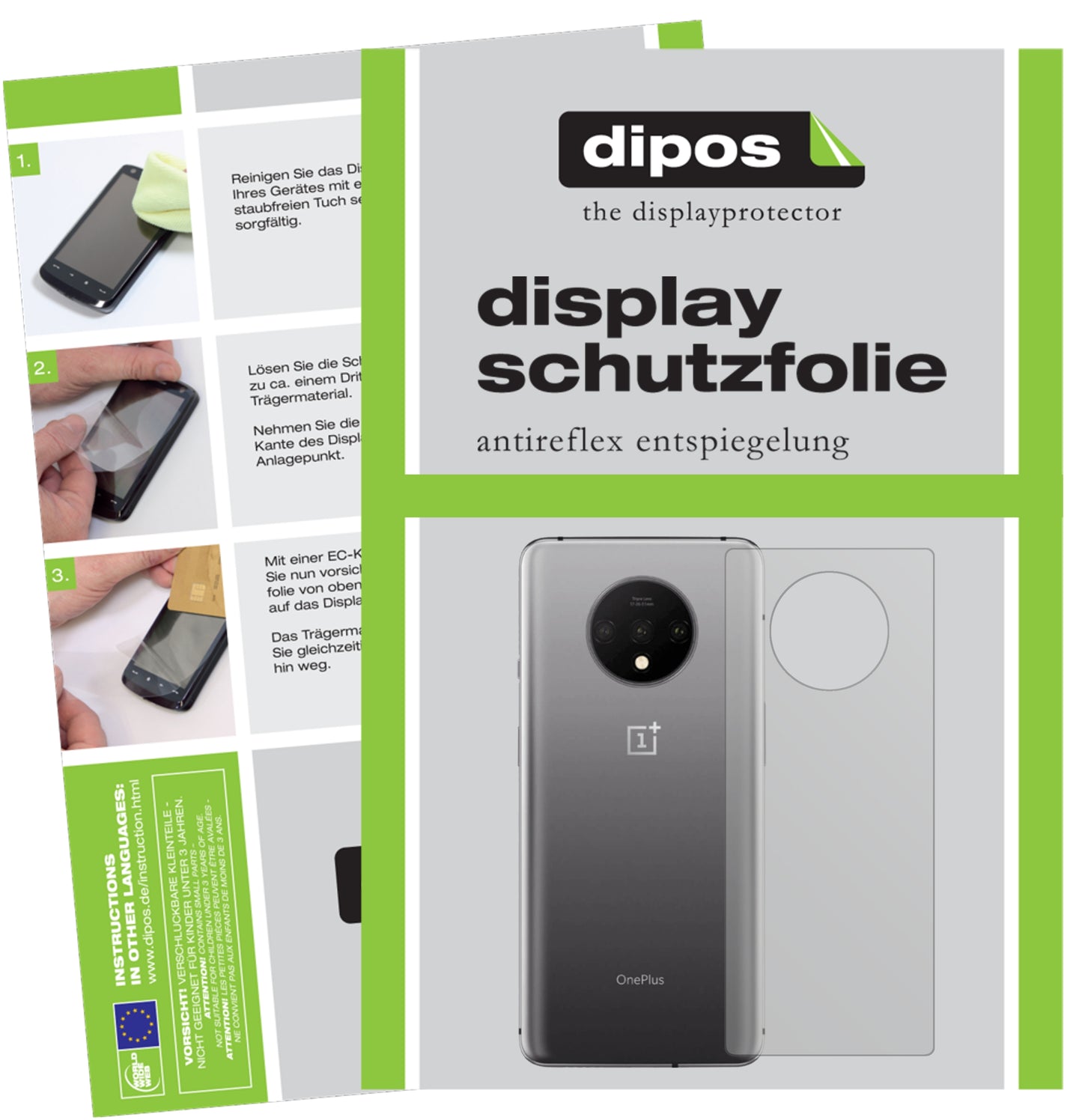 Mattes Panzerglas: Entspiegelte, dünne Folie, Fingerabdruckresistenz und Bildschirmschutz für OnePlus-7T Rückseite