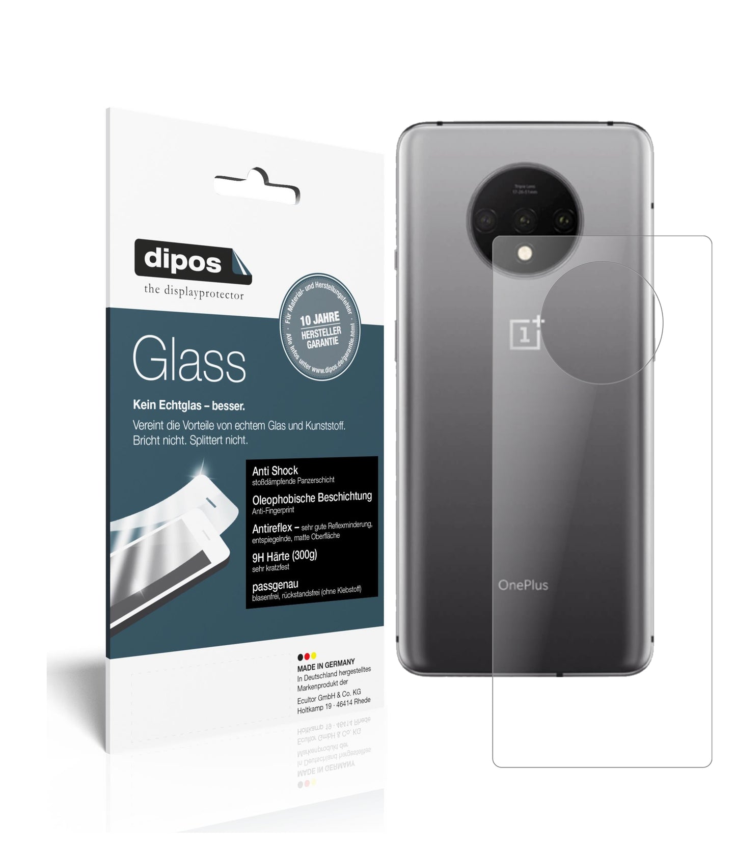 Mattes Panzerglas: Schutz vor Brüchen, Fingerabdrücken und Bildschirmblendung für OnePlus-7T Rückseite