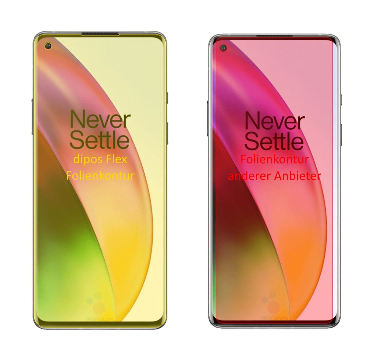 2x Screen Protector for OnePlus 8 Protective Film covers 100% dipos Flex