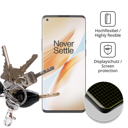 dipos Displayschutz für oneplus8 pro case friendly, transparente Oberfläche, perfekte Passform auch für die Rundungen