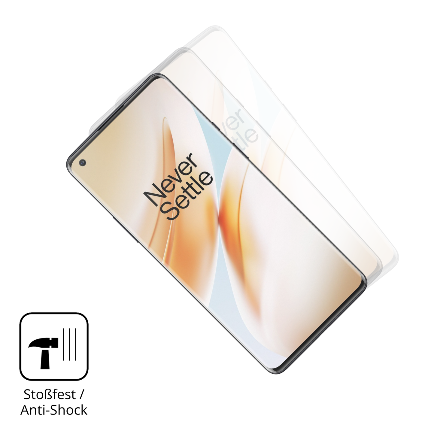 Schutz gegen Kratzer auf dem oneplus8 pro case friendly Glas durch Schlüssel, Stöße gegen die Tischkante oder Stürze