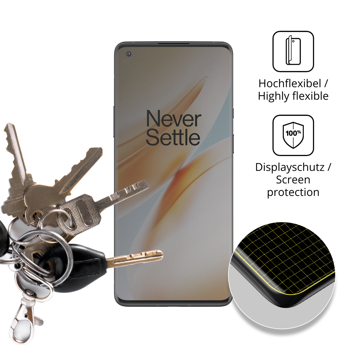 dipos Displayschutz für oneplus8 pro case friendly, mit Blickschutzfilter und perfekter Passform auch für die Rundungen