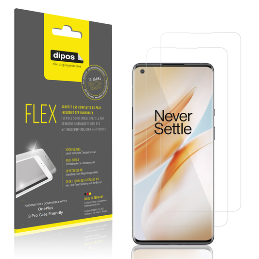 Klare Displayschutzfolie von dipos passend für oneplus8 pro case friendly, 100% Displayabdeckung und blasenfreie Montage