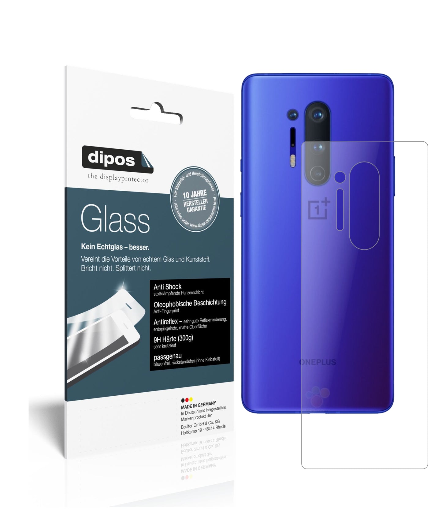 Mattes Panzerglas: Schutz vor Brüchen, Fingerabdrücken und Bildschirmblendung für OnePlus-8 Pro Rückseite