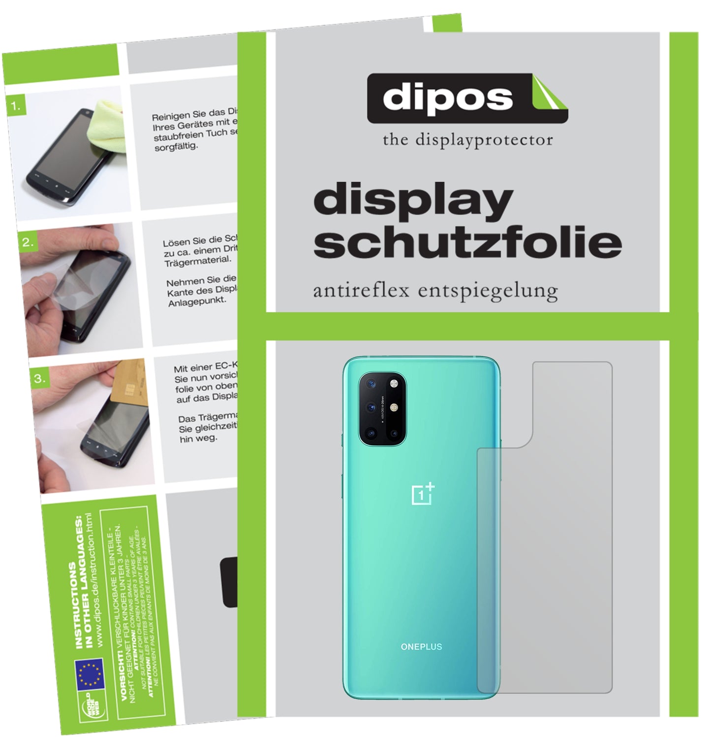 Mattes Panzerglas: Entspiegelte, dünne Folie, Fingerabdruckresistenz und Bildschirmschutz für OnePlus-8T Rückseite