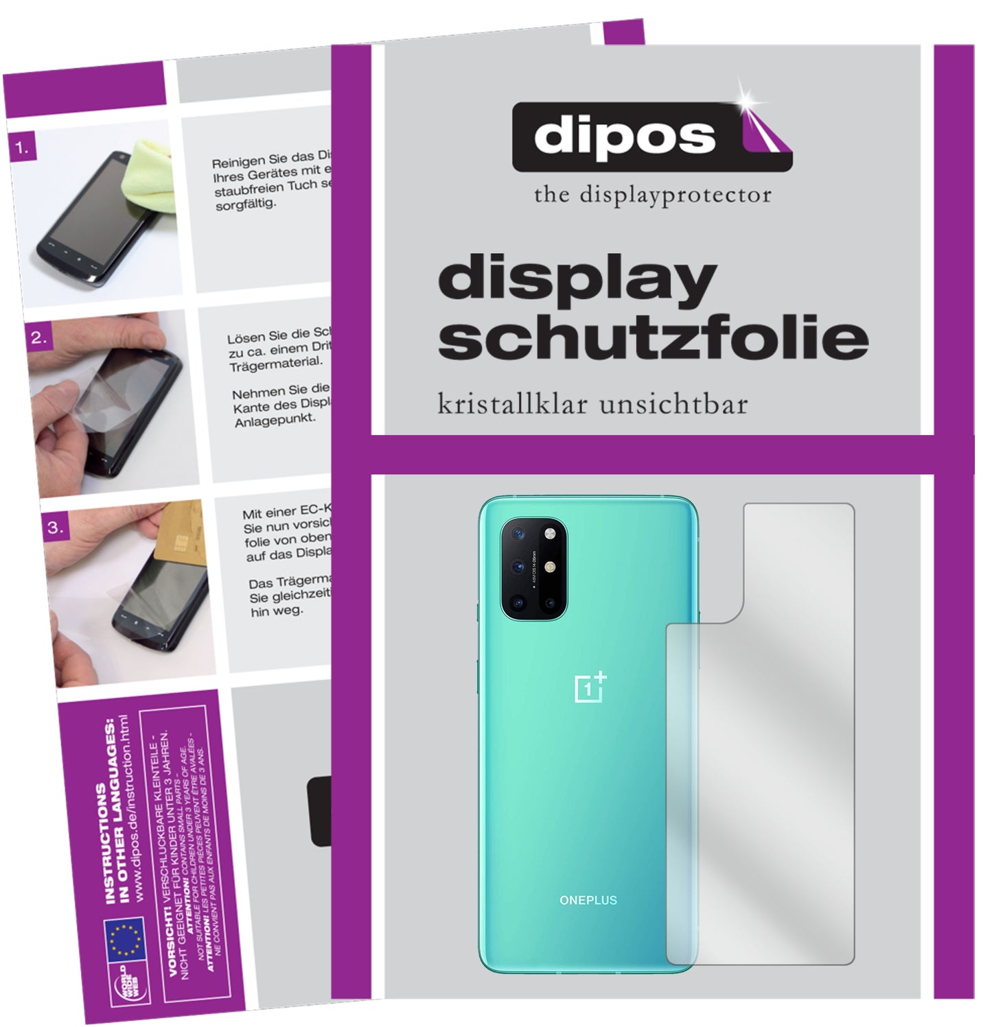 Kristallklare, dünne Schutzfolie: Kratzfest & passgenau für OnePlus-8T Rückseite