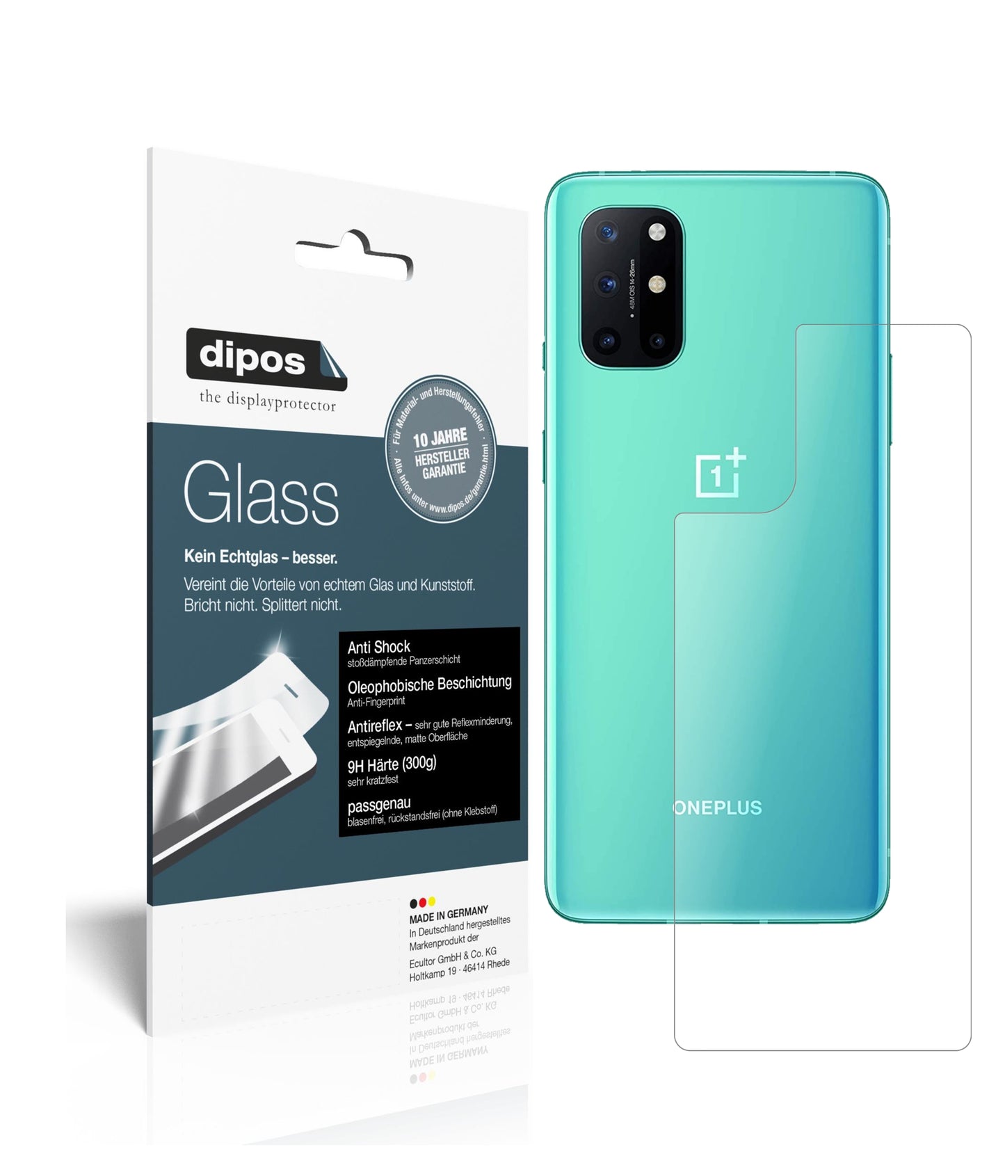 Mattes Panzerglas: Schutz vor Brüchen, Fingerabdrücken und Bildschirmblendung für OnePlus-8T Rückseite